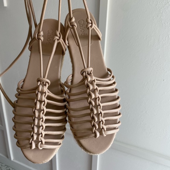 Chloé authentic espadrille strappy gladiator sandals real leather worn once - Picture 3 of 8